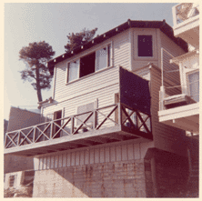 Photograph of the exterior of the poet’s beach house on Miramar Beach in Montecito, California (December, 1961).