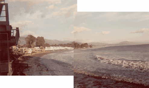 Photographs of the view of Miramar Beach in the afternoon from the deck of the poet’s house in Montecito, California.