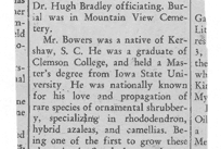 Obituary for William Edgar Bowers, Sr., the poet’s  father (March, 1953).