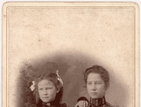 Photograph of Grace Anderson Bowers, the poet’s mother, as a girl, with  her elder sister Jennie Anderson (Jennings, Louisiana).